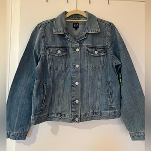 NWT Gap light wash denim jacket, size L. Tags on, never worn.
